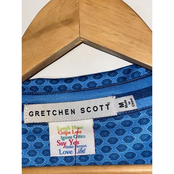 Gretchen Scott Blue & White Boho Print Mini Dress M Medium Women - Picture 4 of 9